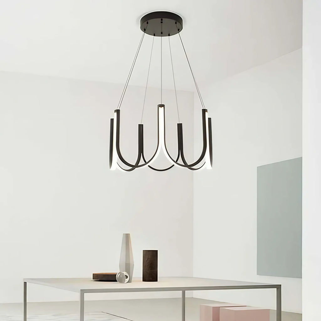 Suspension LED noire à bras lumineux, tailles S, M et L