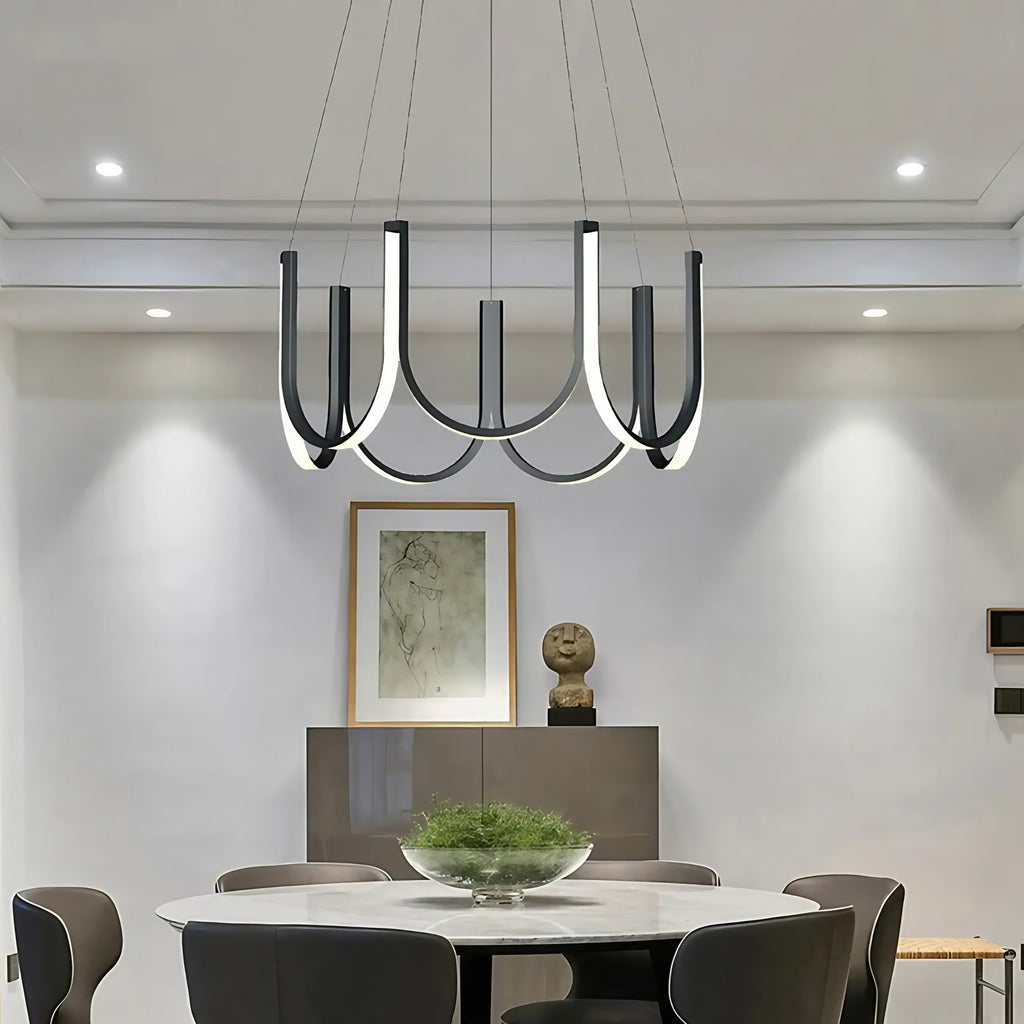 Suspension LED noire à bras lumineux, tailles S, M et L