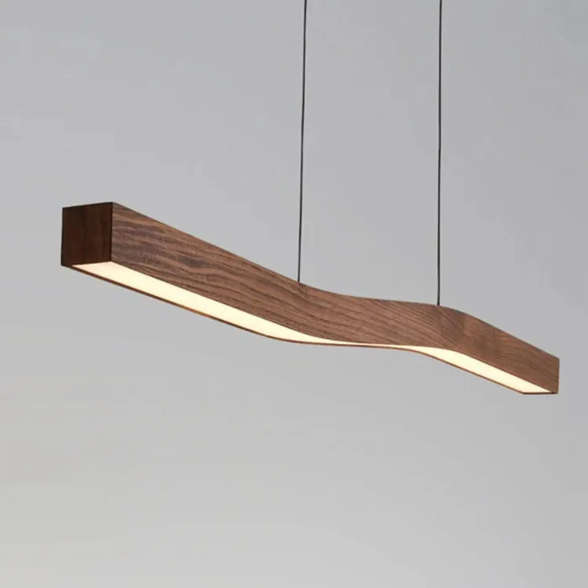 Suspension LED en bois naturel aux formes ondulées, tailles S, M