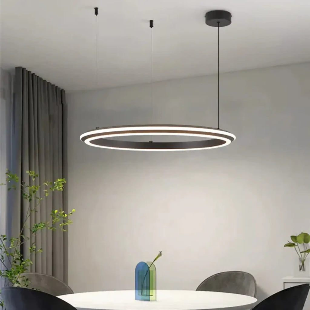 Suspension LED ronde moderne, noir, blanc ou rose