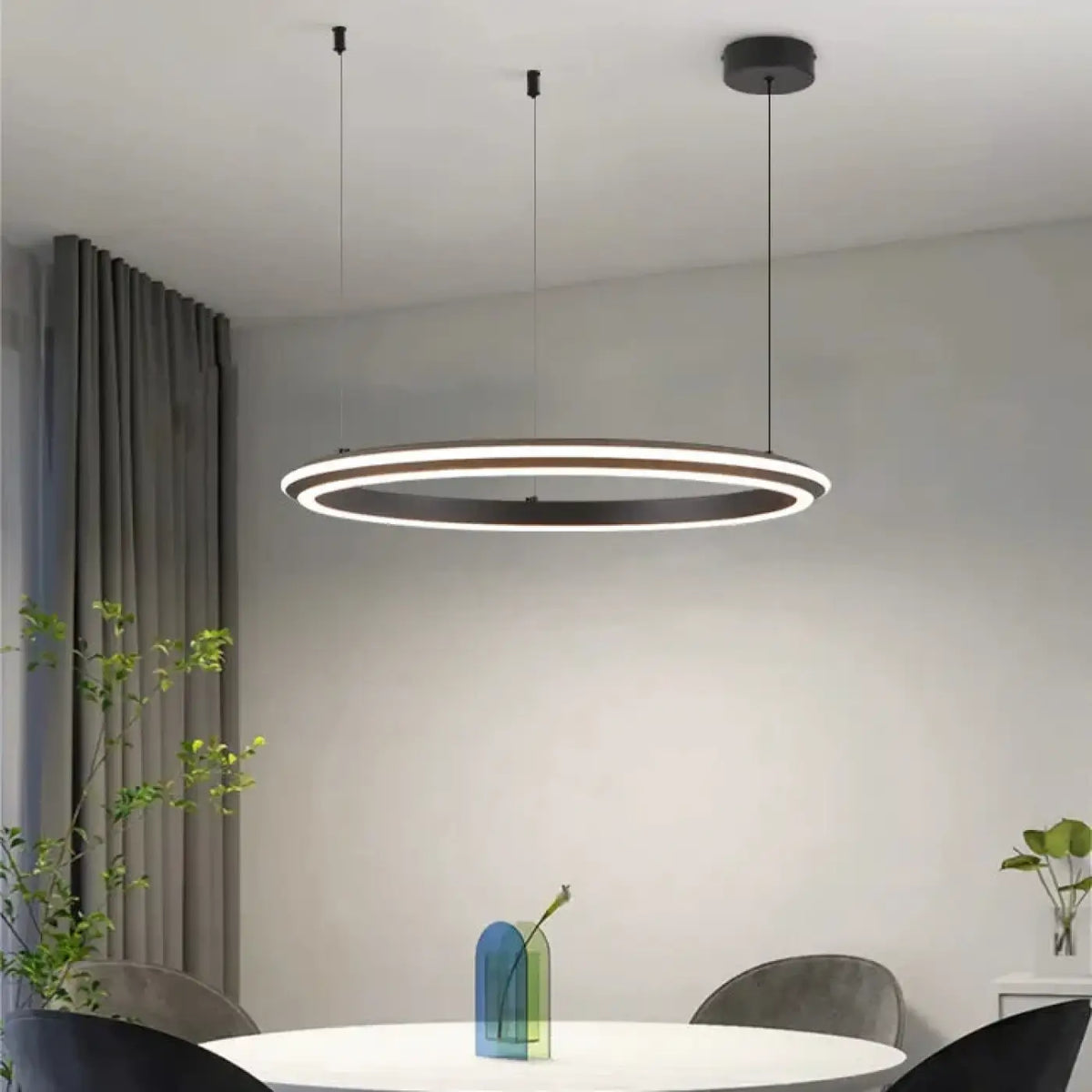 Suspension LED ronde moderne, noir, blanc ou rose