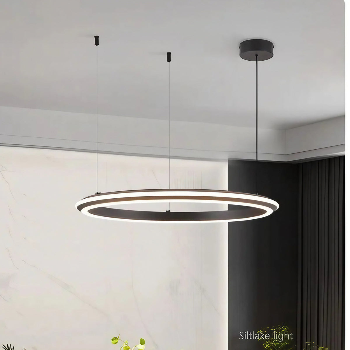 Suspension LED ronde moderne, noir, blanc ou rose