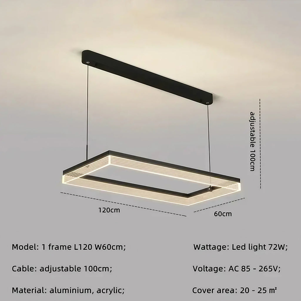 Suspension LED contemporaine, cinq tailles de S à 2XL