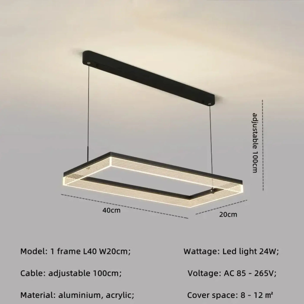 Suspension LED contemporaine, cinq tailles de S à 2XL