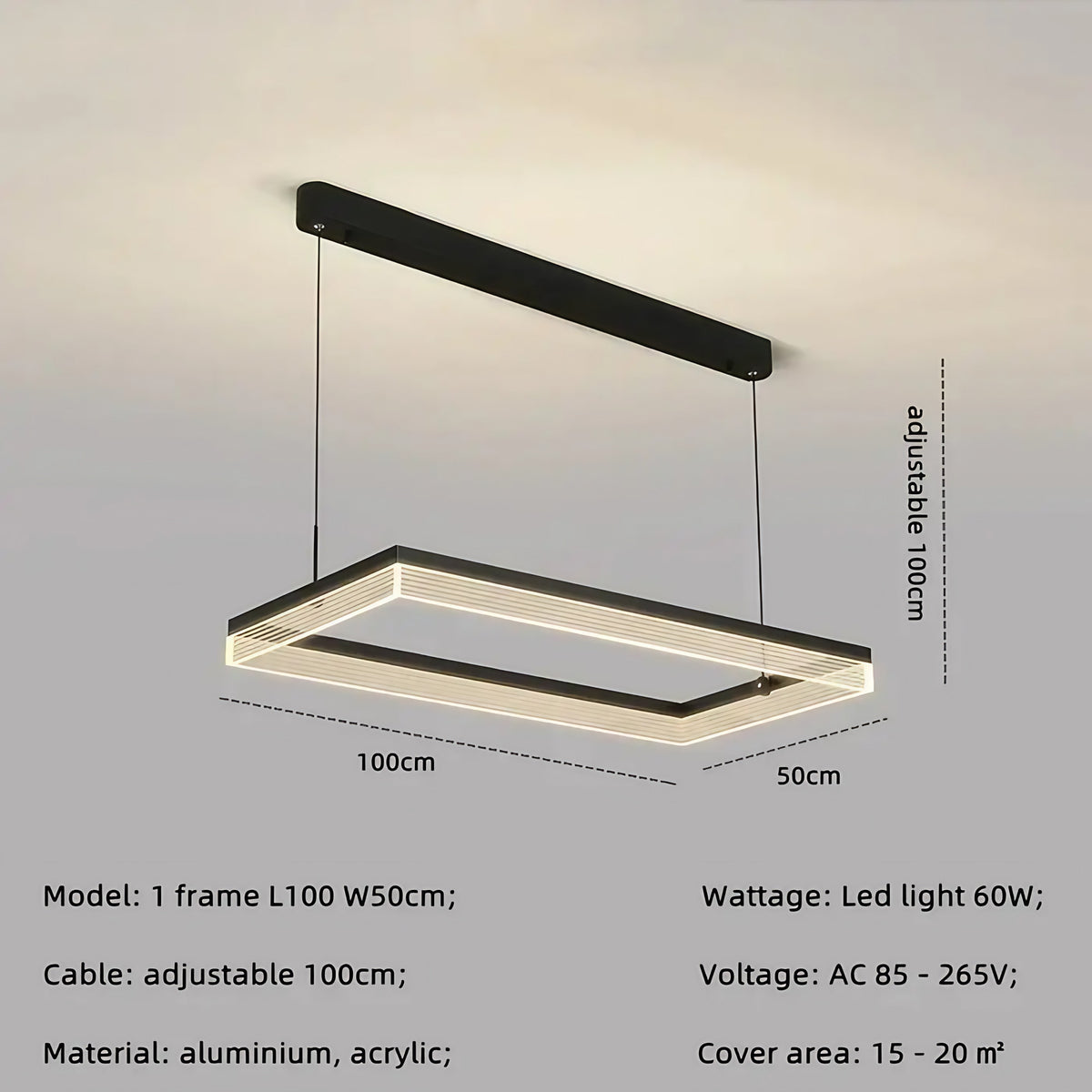Suspension LED contemporaine, cinq tailles de S à 2XL