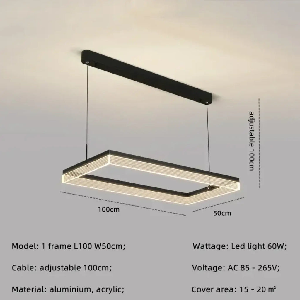 Suspension LED contemporaine, cinq tailles de S à 2XL