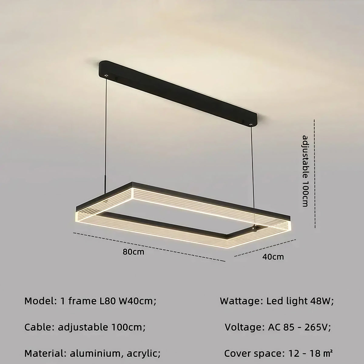 Suspension LED contemporaine, cinq tailles de S à 2XL