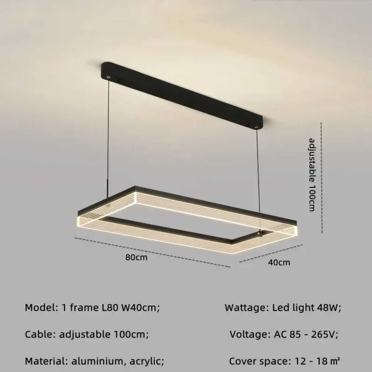 Suspension LED contemporaine, cinq tailles de S à 2XL