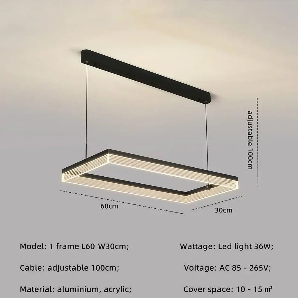 Suspension LED contemporaine, cinq tailles de S à 2XL