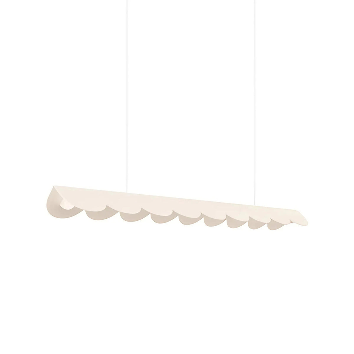 Suspension linéaire LED aux bords festonnés, 100 ou 130 cm, beige