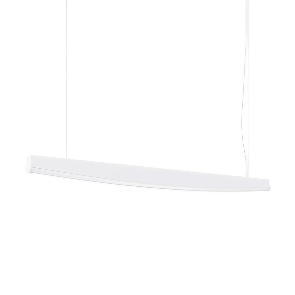 Suspension barre LED en acier aux bords arqués, 120 ou 150 cm, blanc