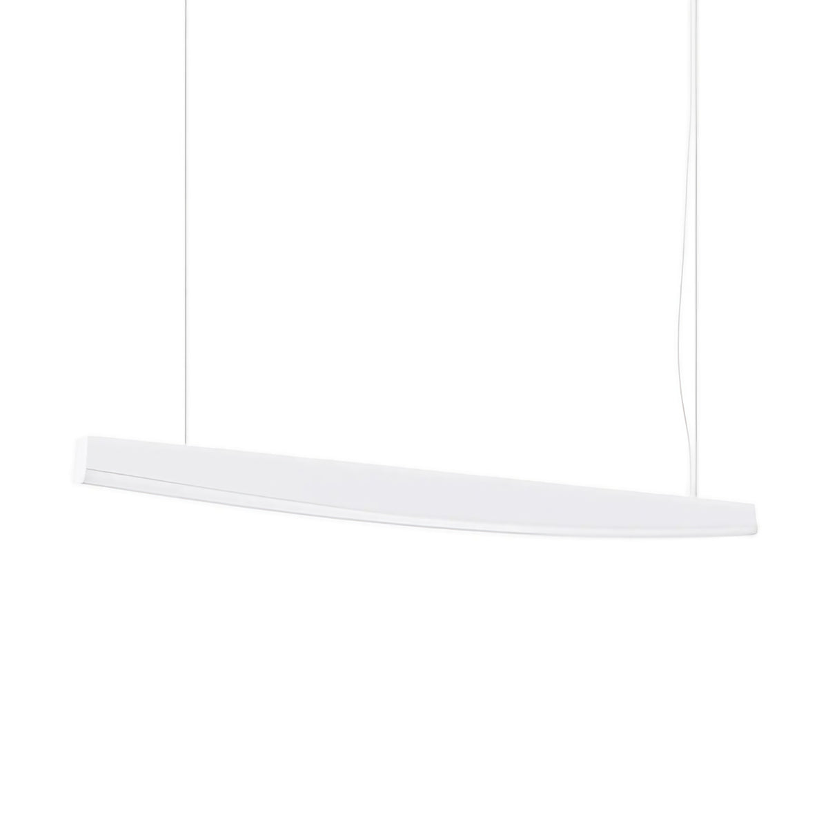 Suspension barre LED en acier aux bords arqués, 120 ou 150 cm, blanc