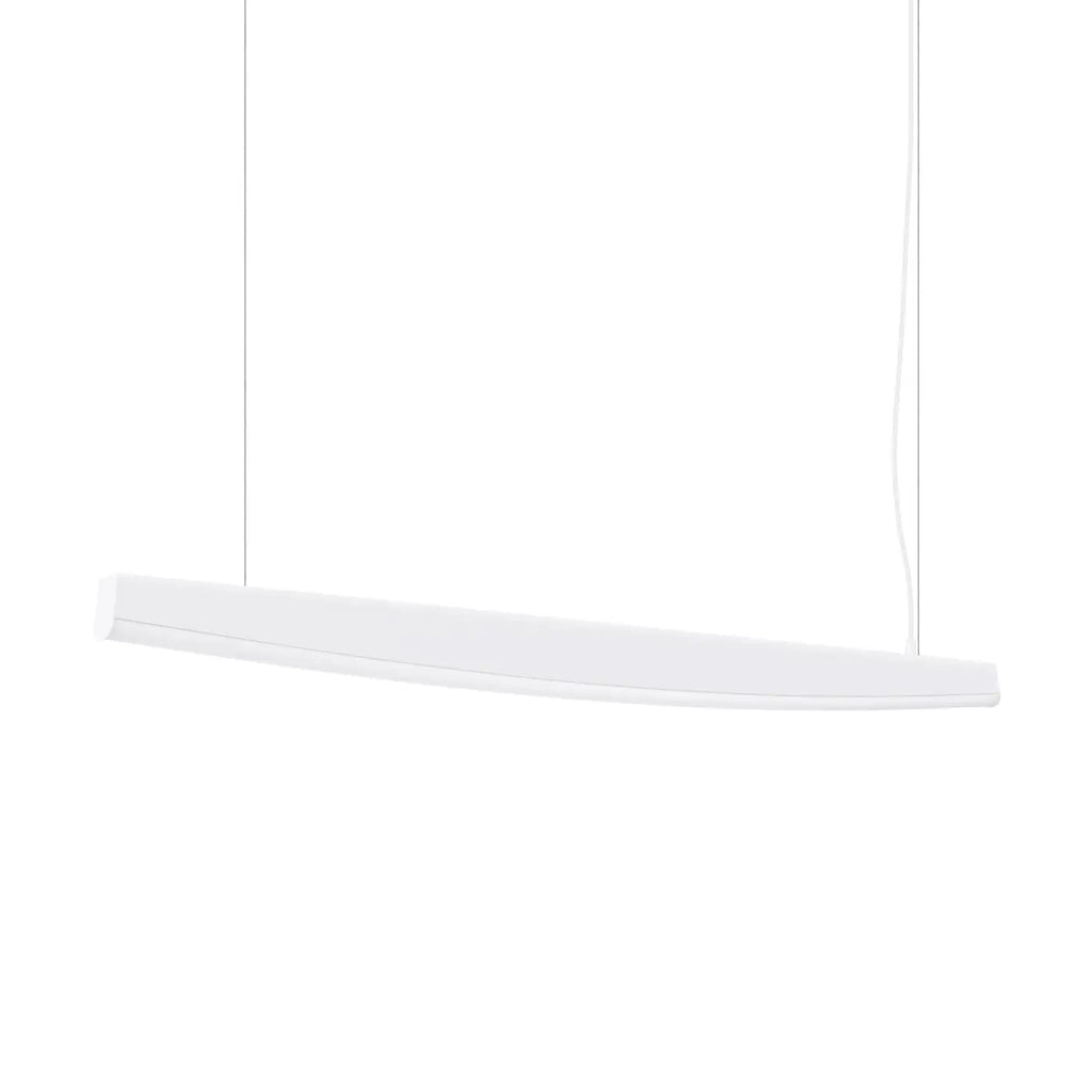 Suspension barre LED en acier aux bords arqués, 120 ou 150 cm, blanc