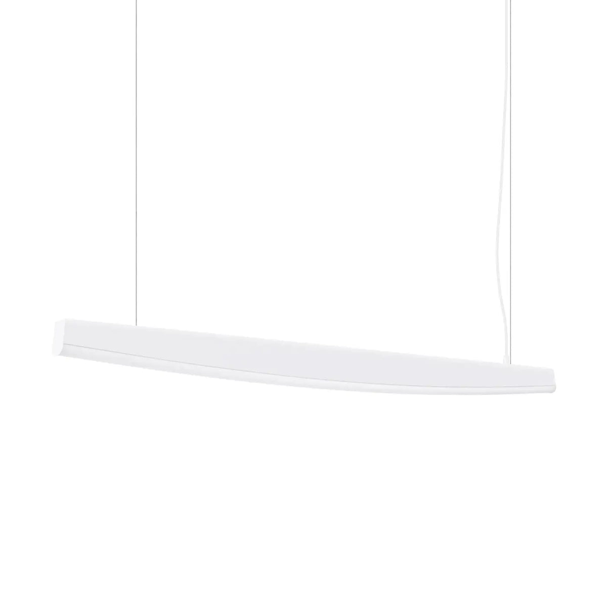 Suspension barre LED en acier aux bords arqués, 120 ou 150 cm, blanc