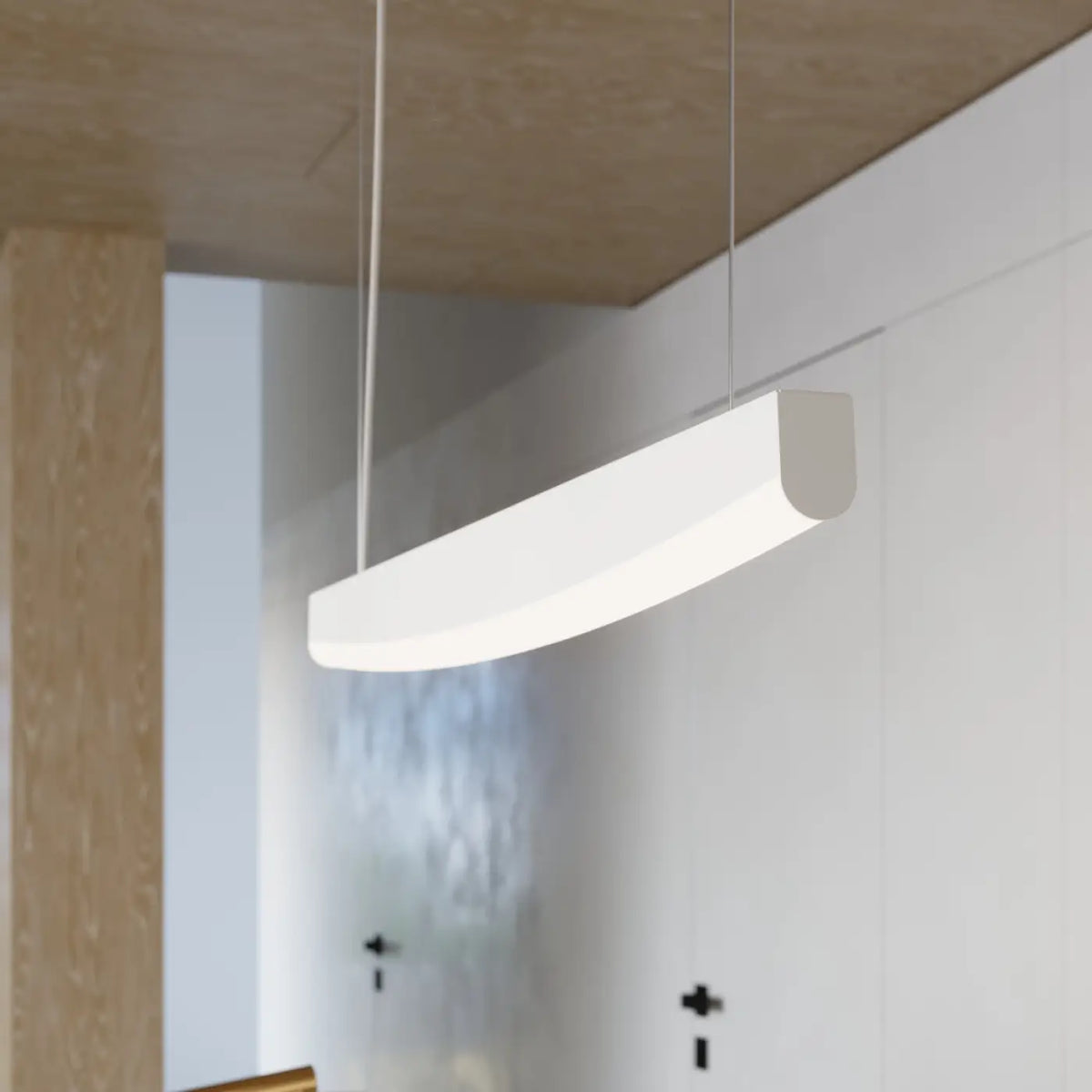 Suspension barre LED en acier aux bords arqués, 120 ou 150 cm