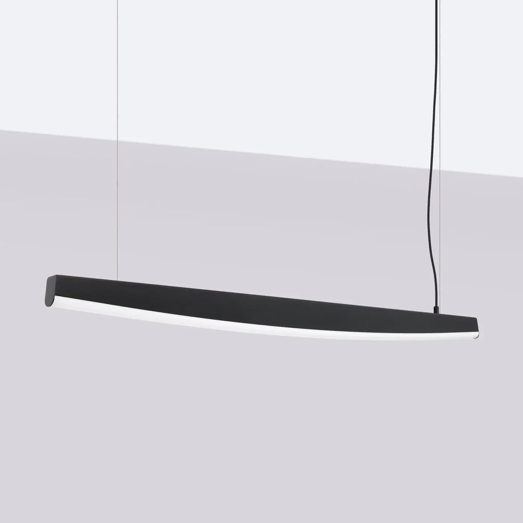 Suspension barre LED en acier aux bords arqués, 120 ou 150 cm