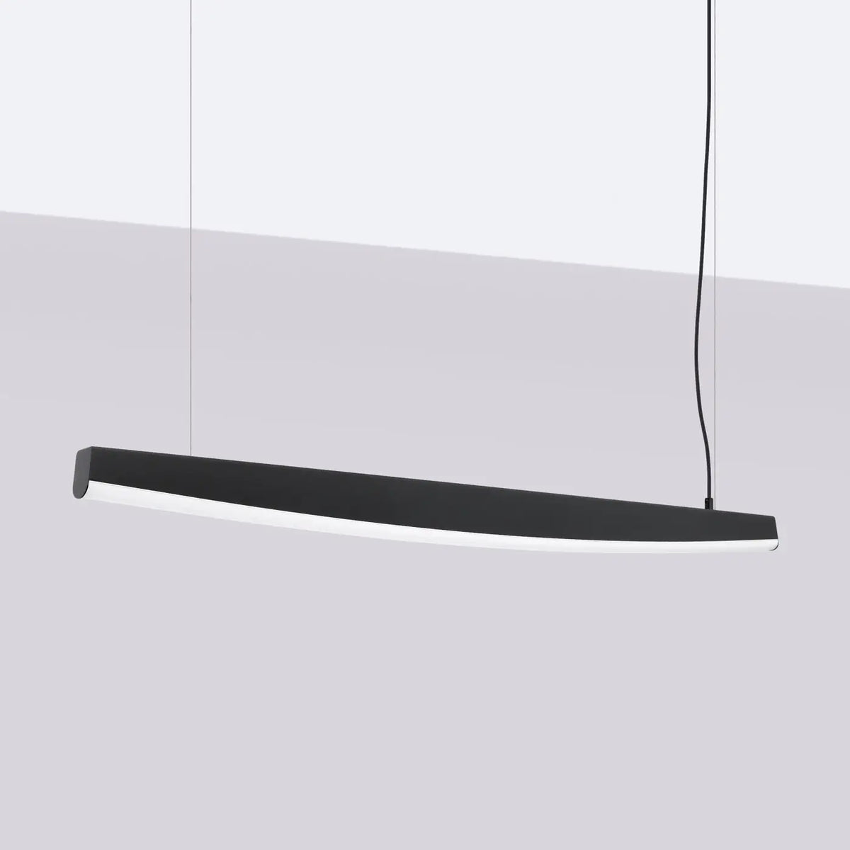 Suspension barre LED en acier aux bords arqués, 120 ou 150 cm