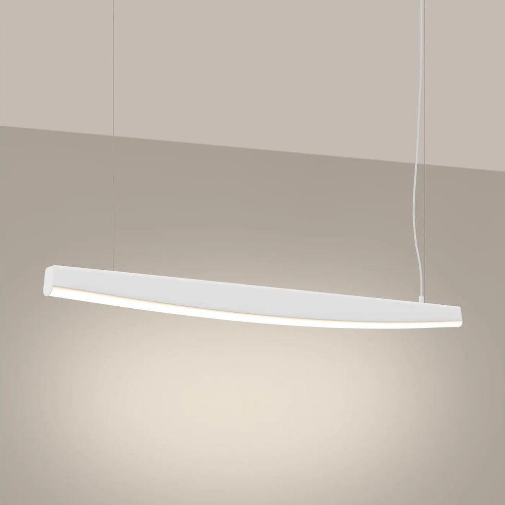 Suspension barre LED en acier aux bords arqués, 120 ou 150 cm