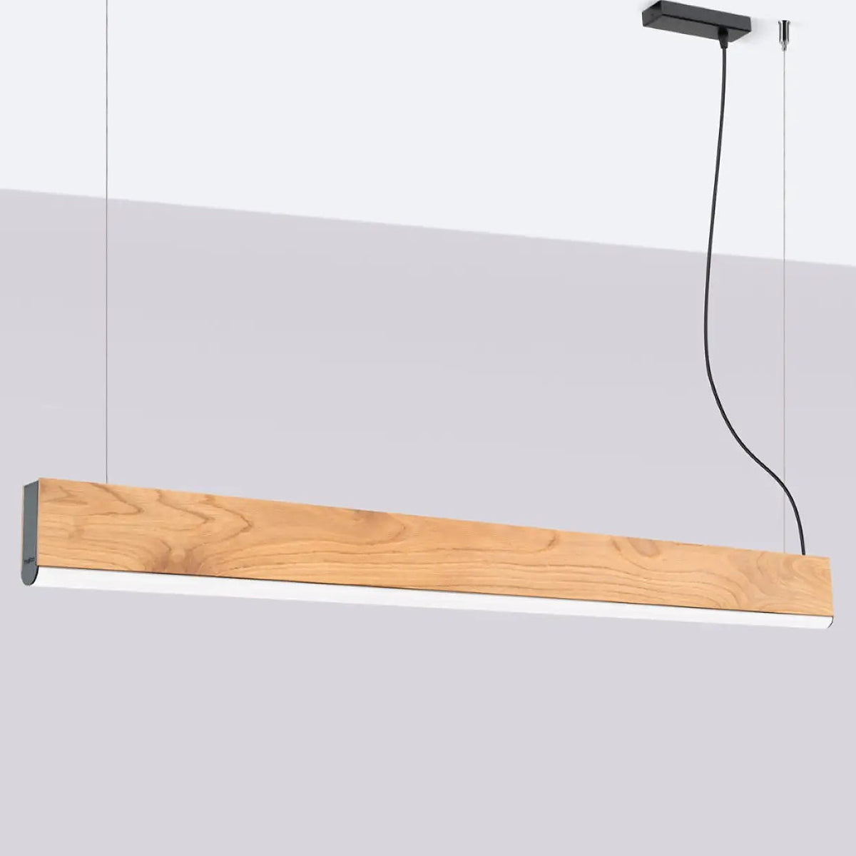 Suspension LED linéaire en boîtier de chêne, 3,5 cm de large