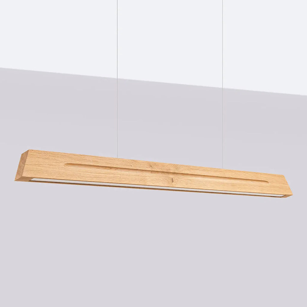 Suspension LED linéaire en chêne massif, 120 ou 150 cm