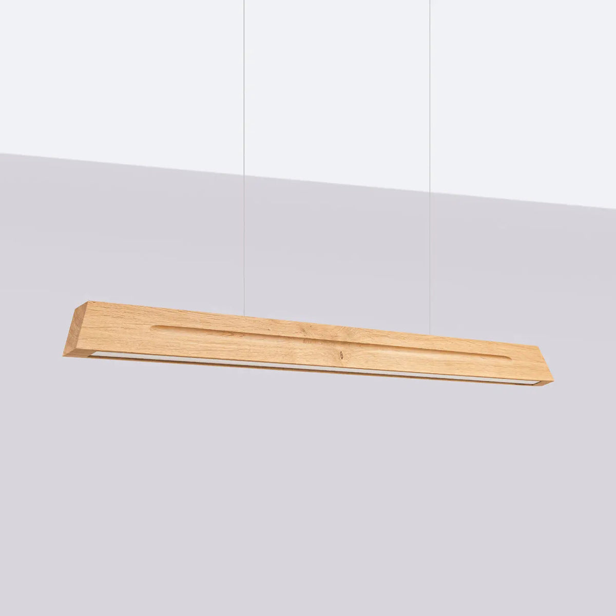 Suspension LED linéaire en chêne massif, 120 ou 150 cm