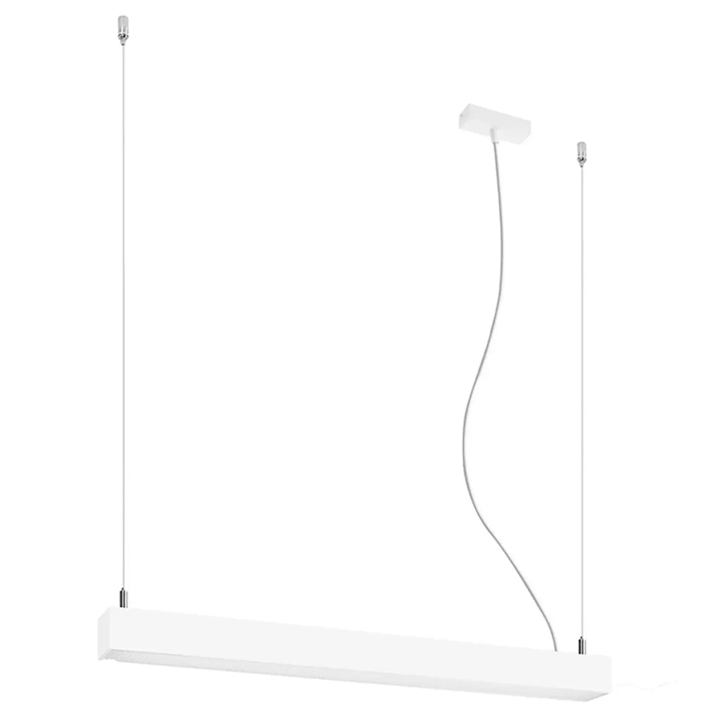 Suspension linéaire LED en aluminium carré, de 67 à 200 cm, blanc