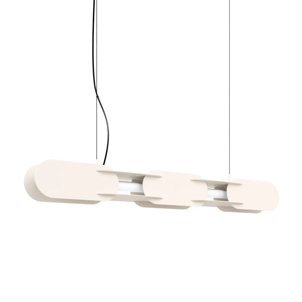 Suspension LED en maillons d'acier arrondis, 91 ou 158 cm, beige