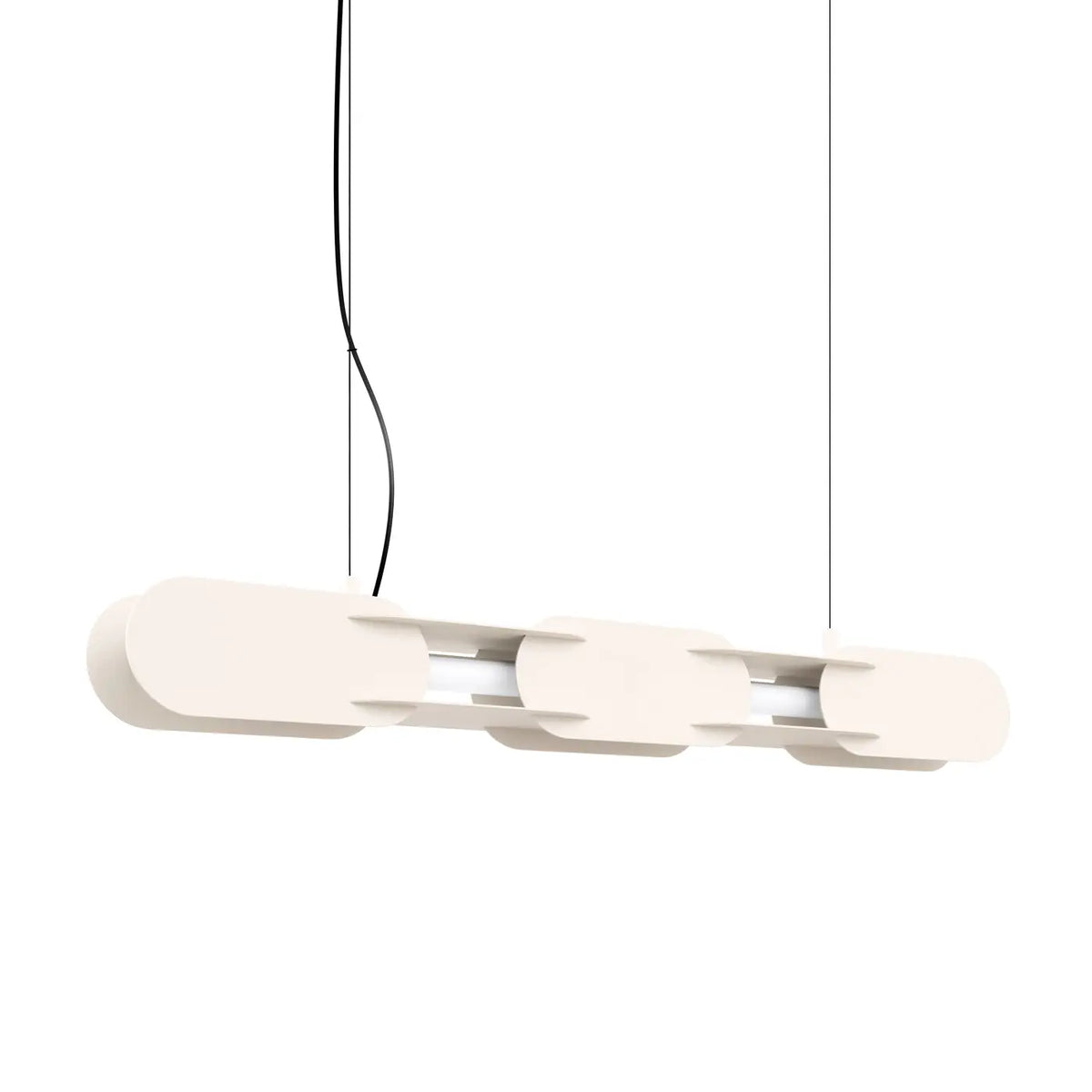Suspension LED en maillons d'acier arrondis, 91 ou 158 cm, beige