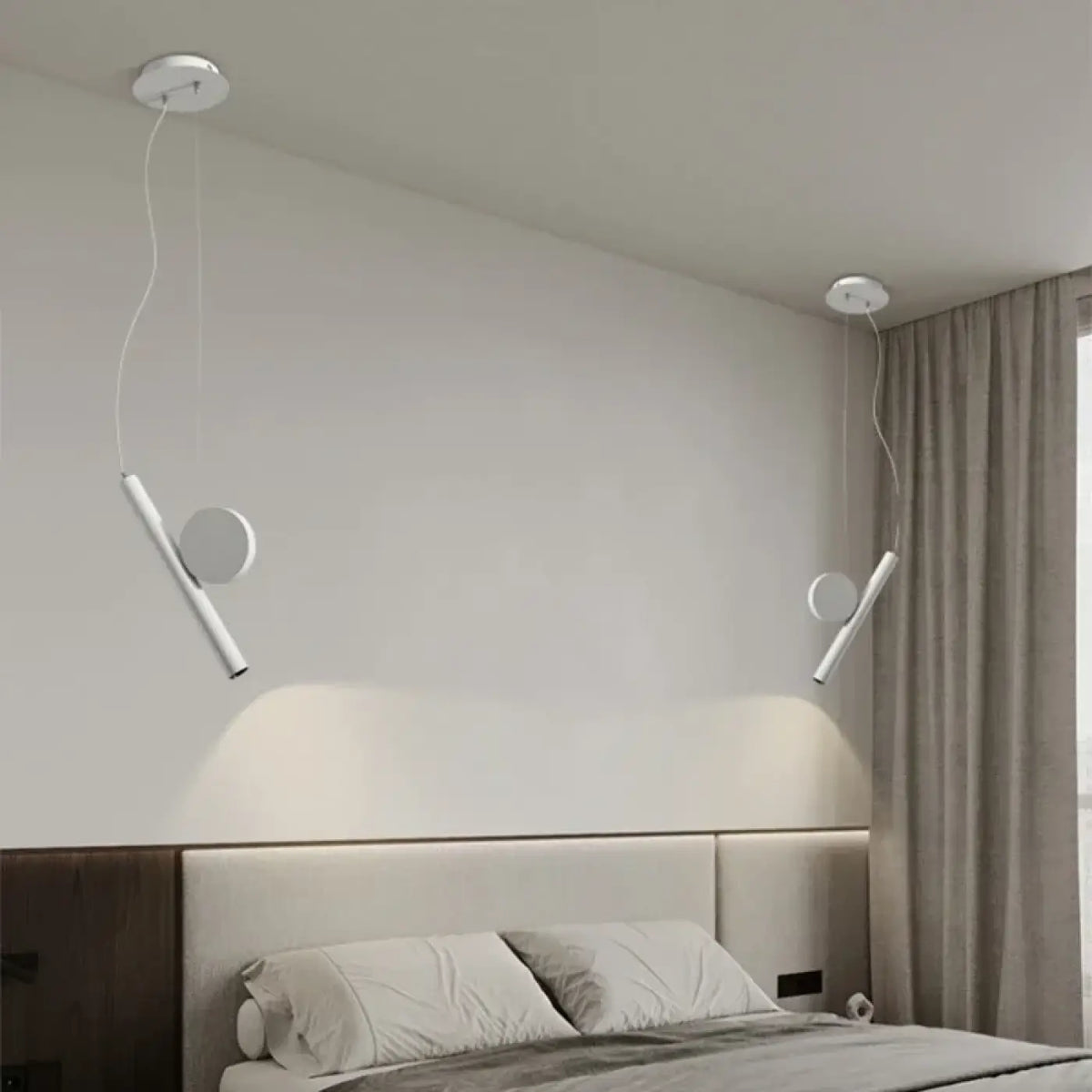 Suspension LED cylindrique minimaliste, noir, blanc ou doré