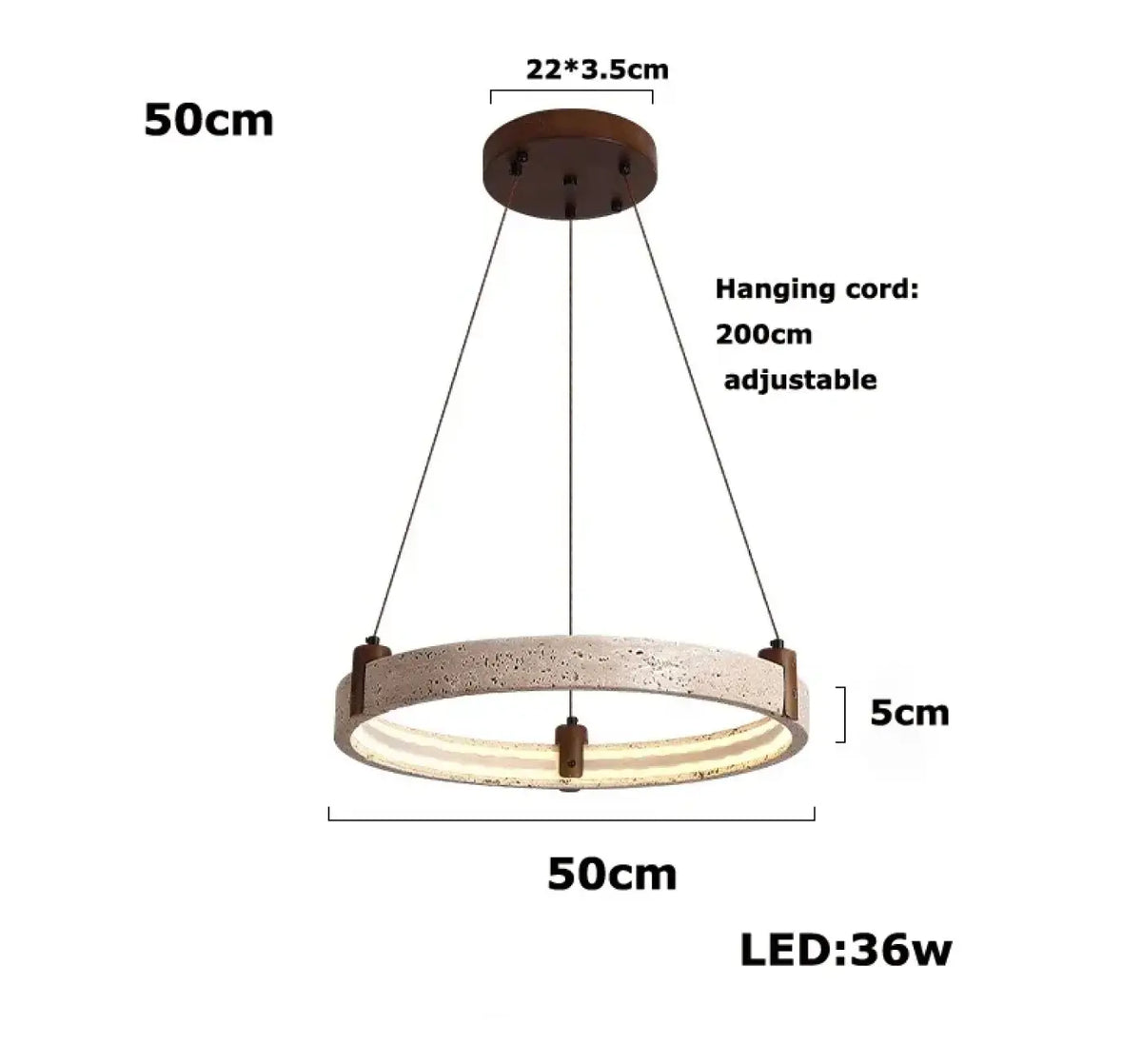 Suspension LED pierre jaune et verre opalin, tailles S, M ou L