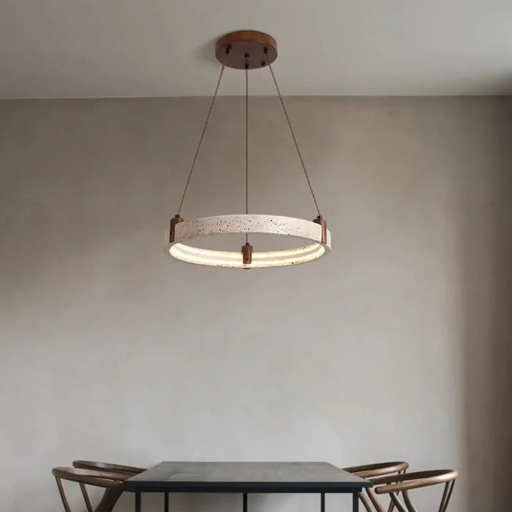 Suspension LED pierre jaune et verre opalin, tailles S, M ou L