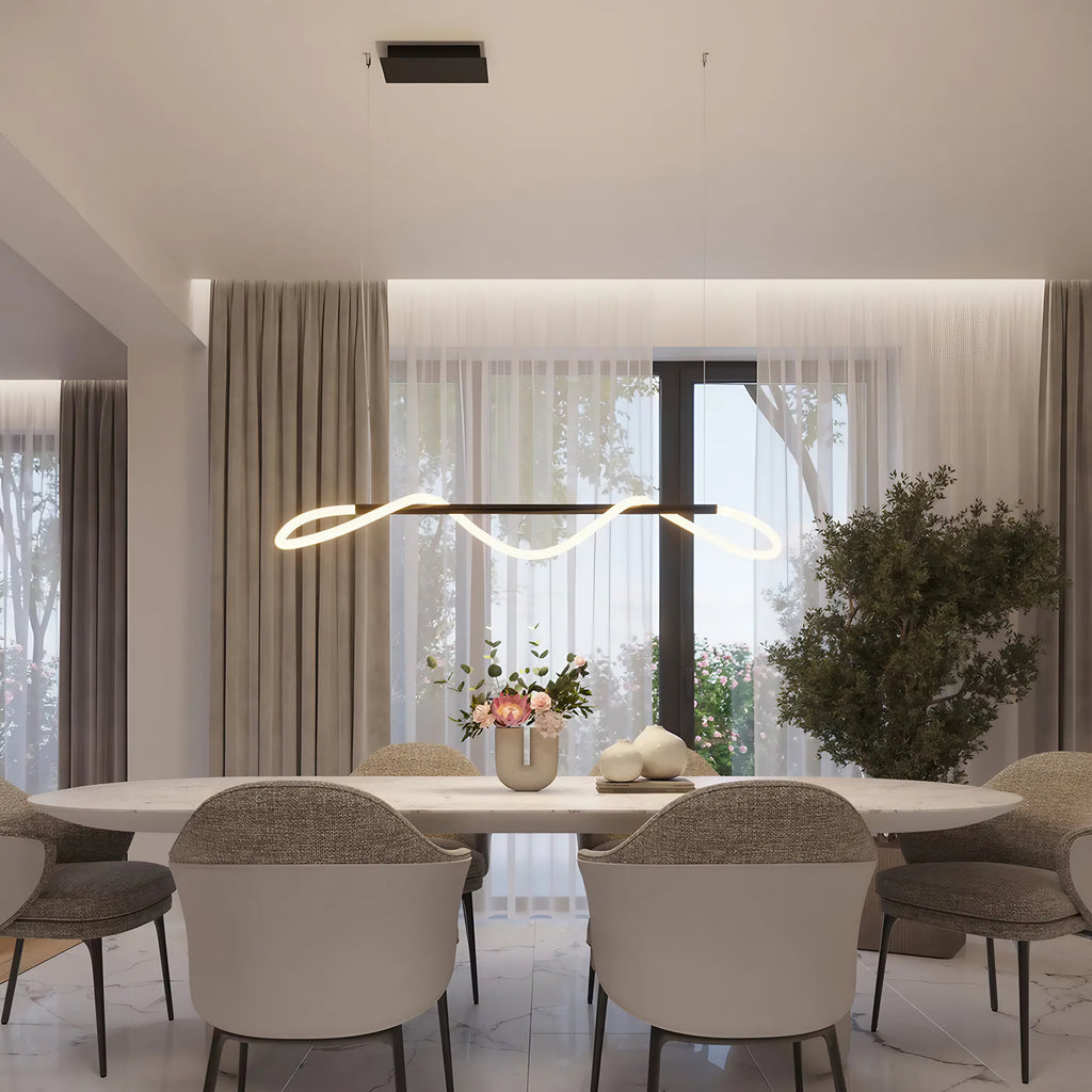 Suspension LED en boucle libre, aluminium noir, teinte réglable