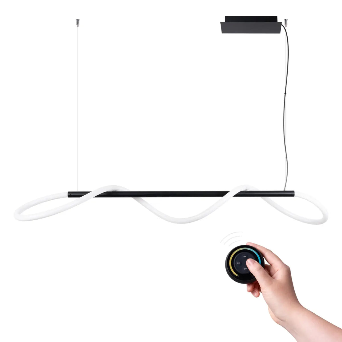Suspension LED en boucle libre, aluminium noir, teinte réglable