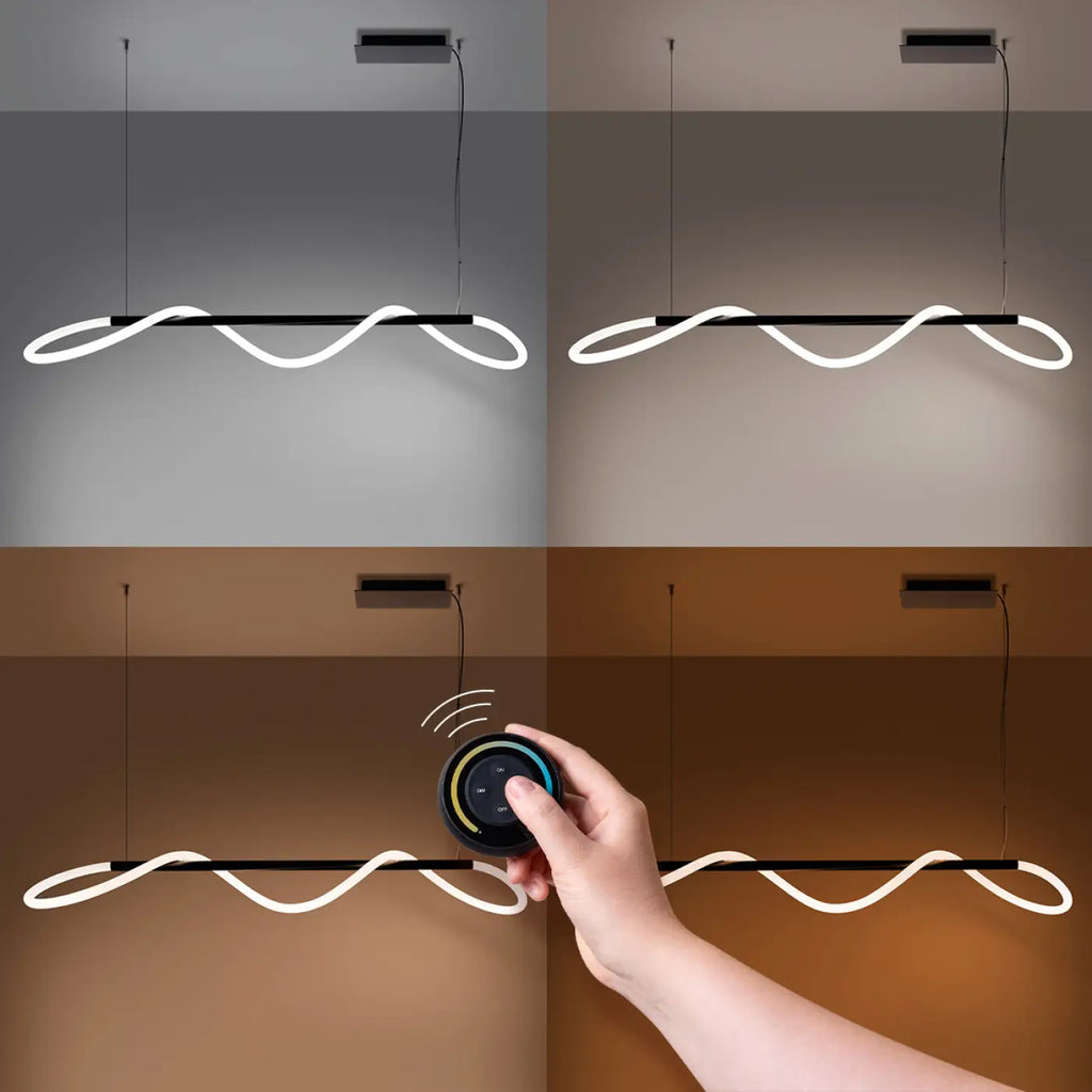 Suspension LED en boucle libre, aluminium noir, teinte réglable