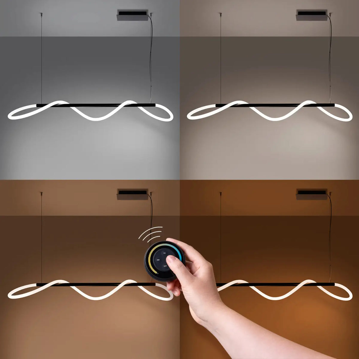 Suspension LED en boucle libre, aluminium noir, teinte réglable