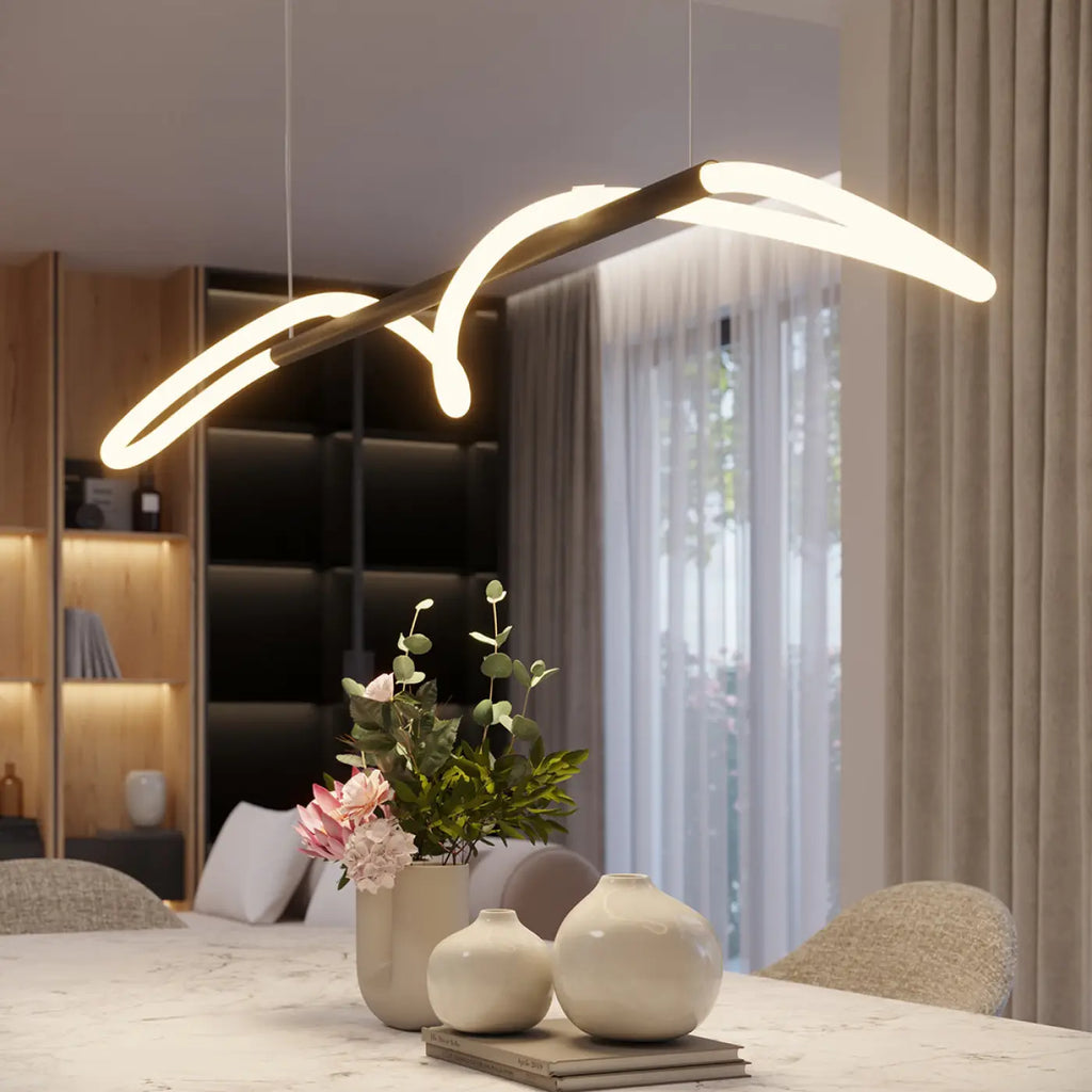 Suspension LED en boucle libre, aluminium noir, teinte réglable