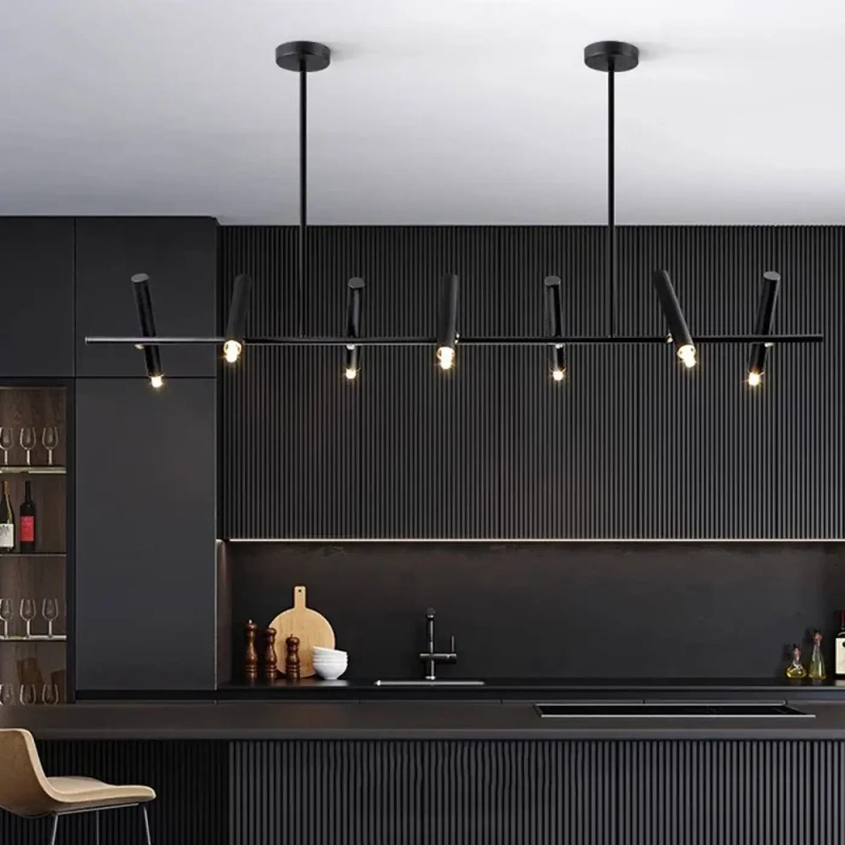 Suspension LED noire minimaliste, tailles S et M