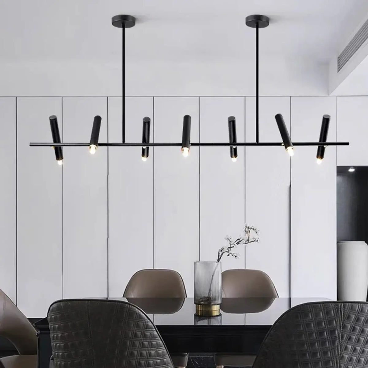 Suspension LED noire minimaliste, tailles S et M