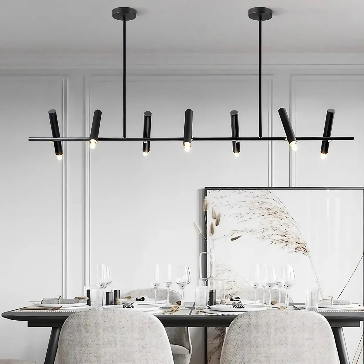 Suspension LED noire minimaliste, tailles S et M