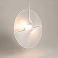 Suspension LED blanche à disque textile translucide, 45 cm