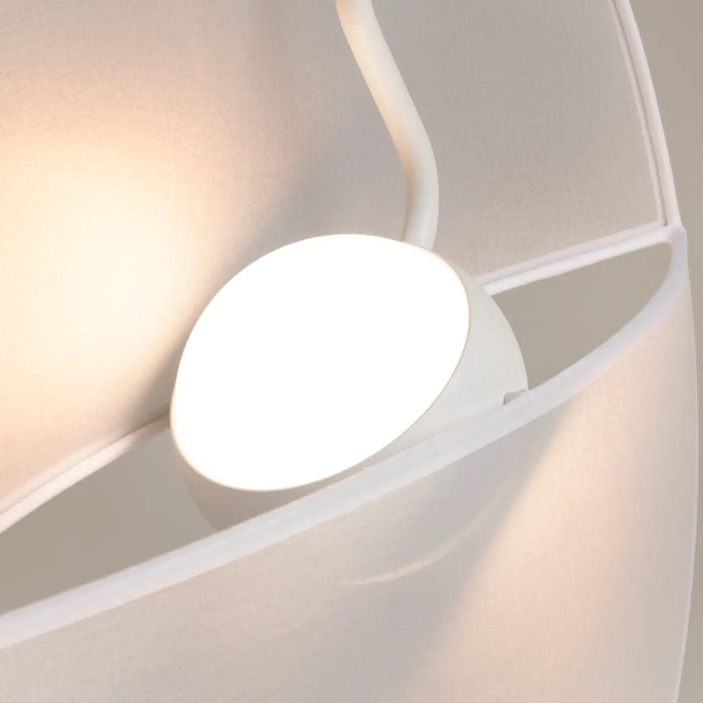Suspension LED blanche à disque textile translucide, 45 cm