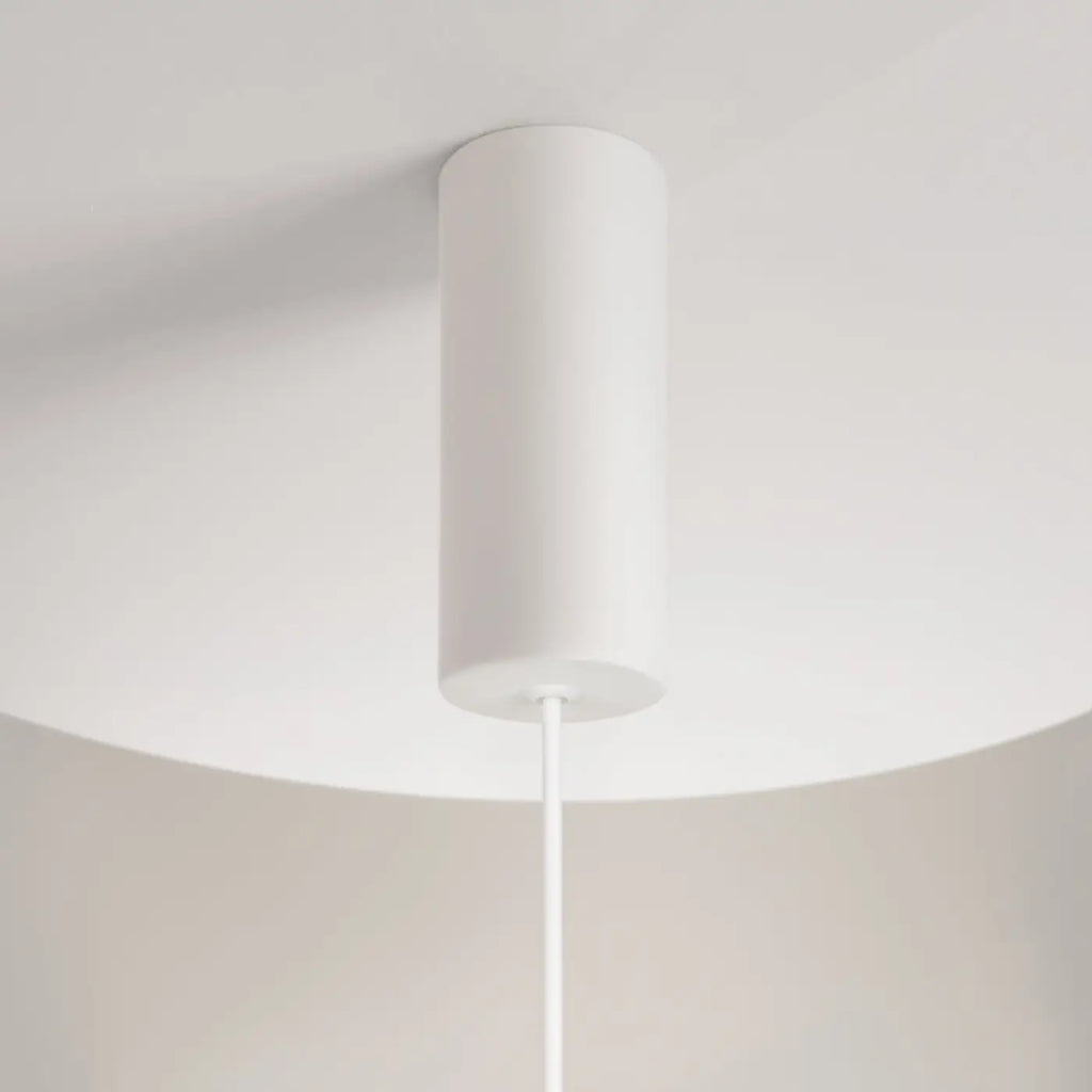Suspension LED blanche à disque textile translucide, 45 cm