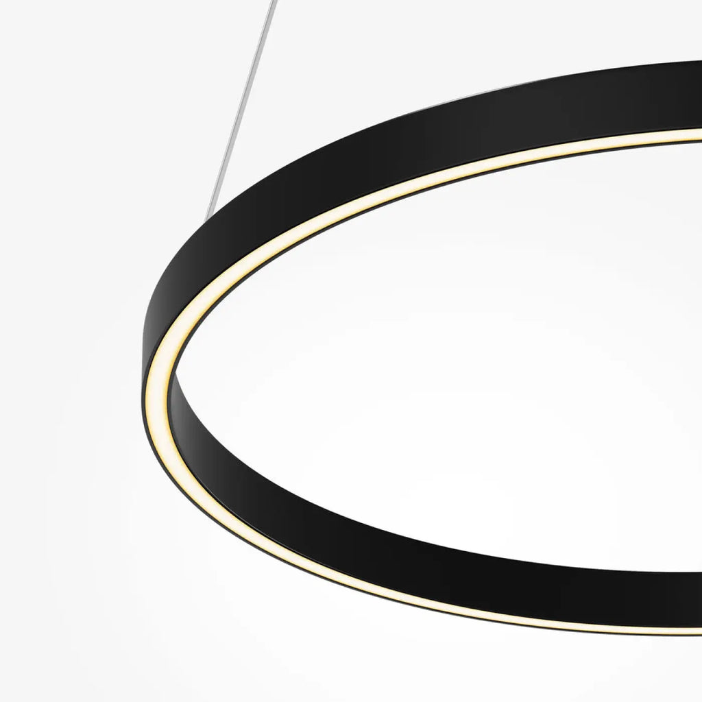 Suspension LED cercle lumineux, 60 ou 80 cm, noir ou doré