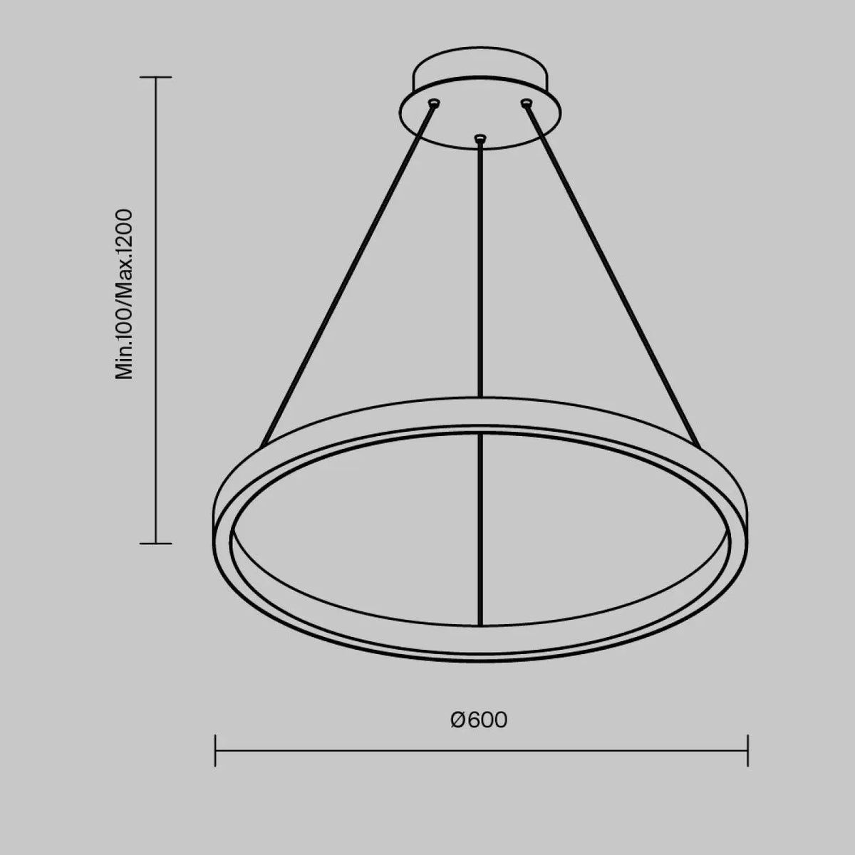 Suspension LED cercle lumineux, 60 ou 80 cm, noir ou doré