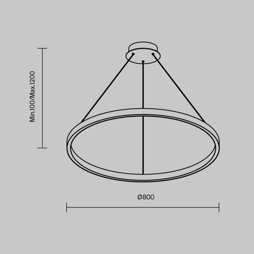 Suspension LED cercle lumineux, 60 ou 80 cm, noir ou doré