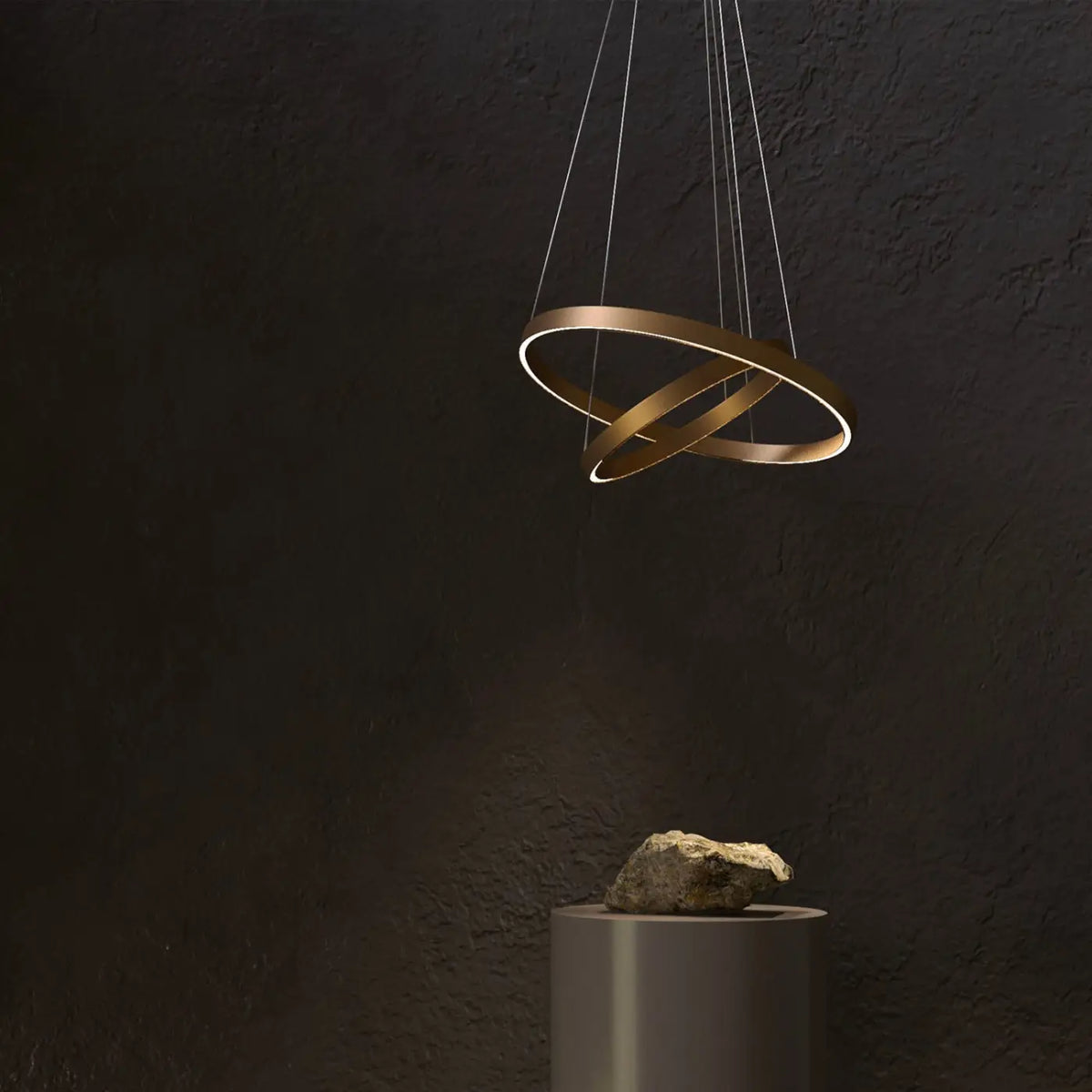 Suspension LED à deux anneaux de 80 cm, noir ou doré