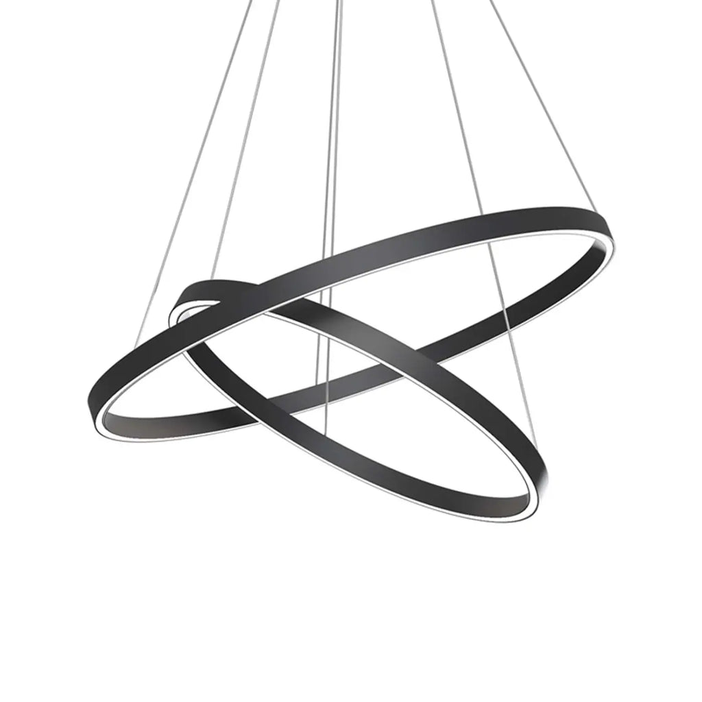 Suspension LED à deux anneaux de 80 cm, noir ou doré