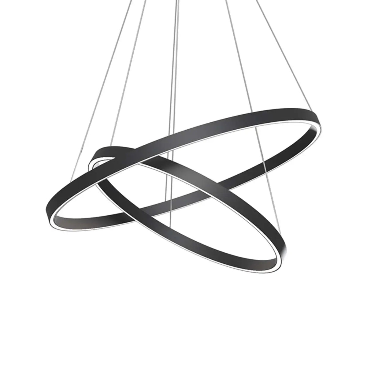 Suspension LED à deux anneaux de 80 cm, noir ou doré