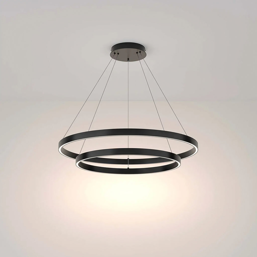 Suspension LED à deux anneaux de 80 cm, noir ou doré, noir