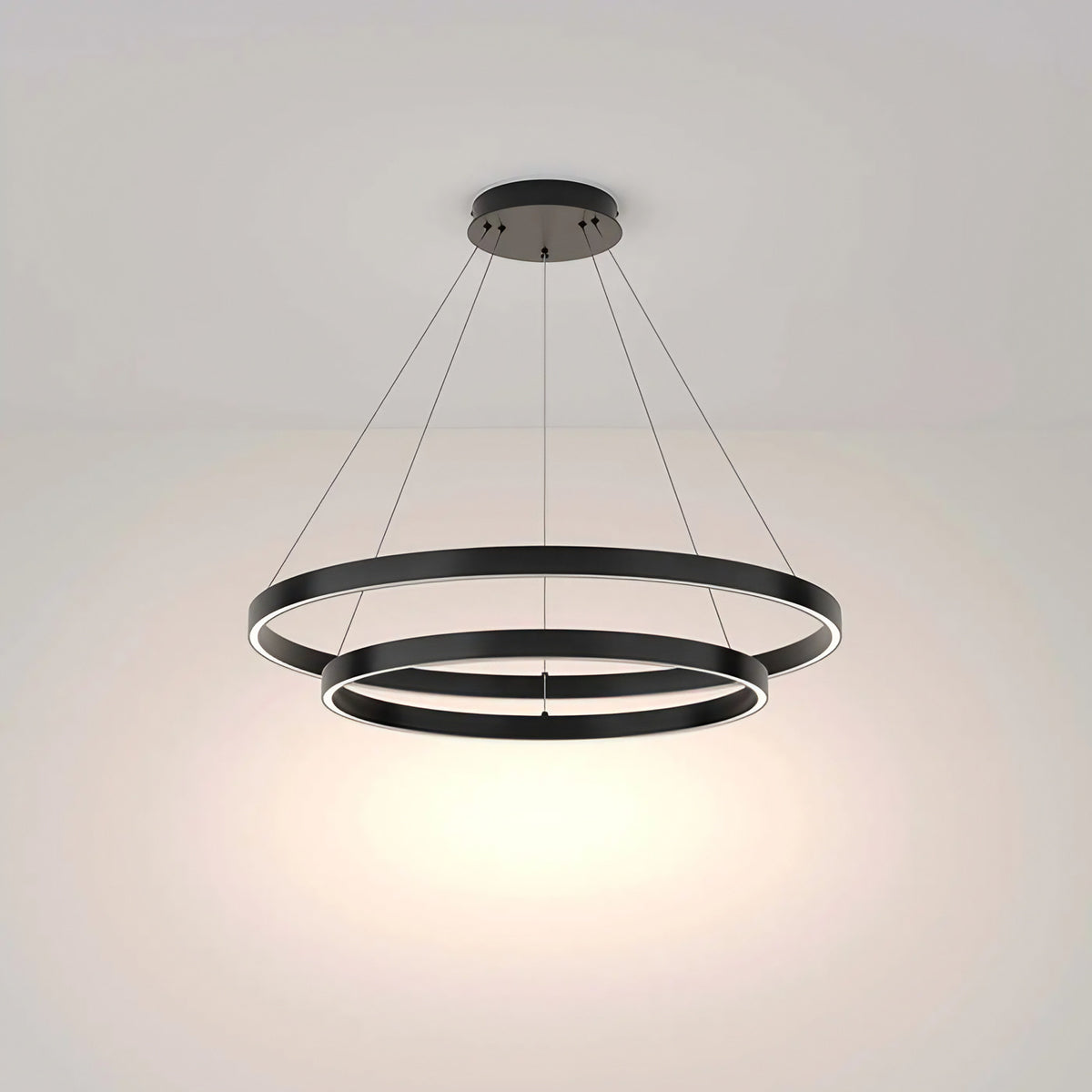 Suspension LED à deux anneaux de 80 cm, noir ou doré, noir